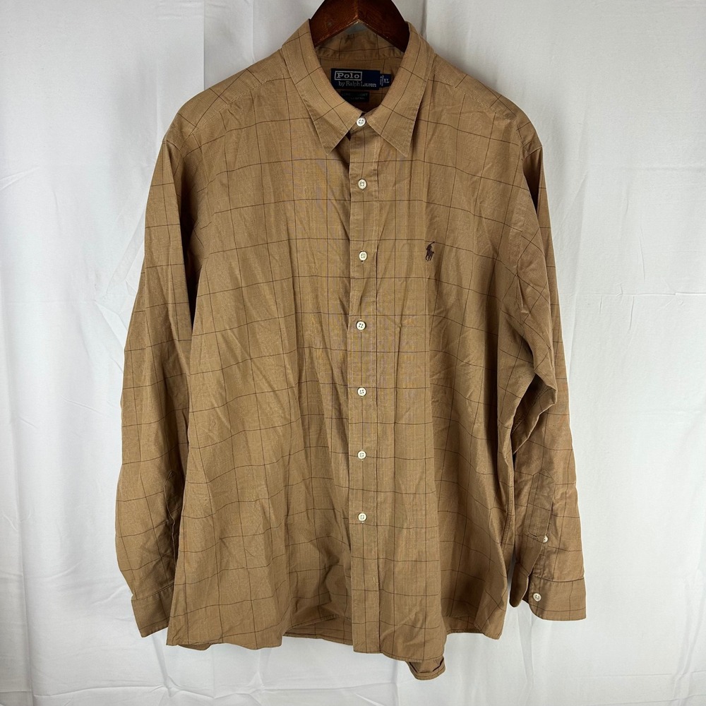 Polo Ralph Lauren Mens Plaid Button Shirt Long Sleeve XL‎ Lowell Sport Cotton